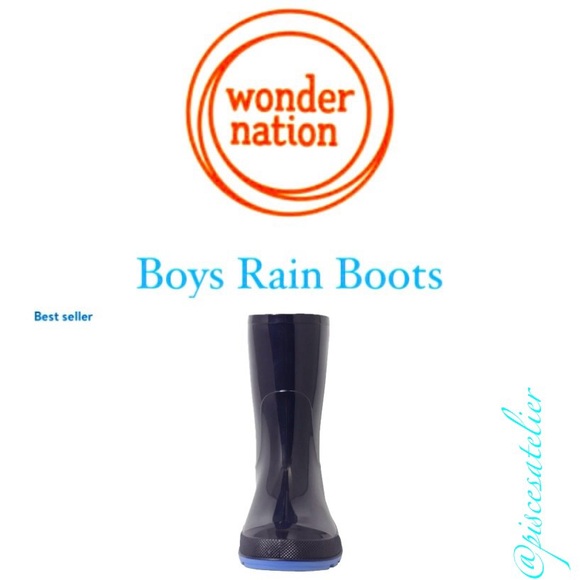 Wonder Nation Boys Rain Boots -Navy, Little Kids Size 13-1 - Picture 4 of 13